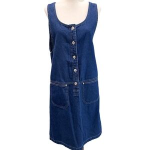 Blue Denim Sleeveless Dress Vintage Basic Editions 100% Cotton